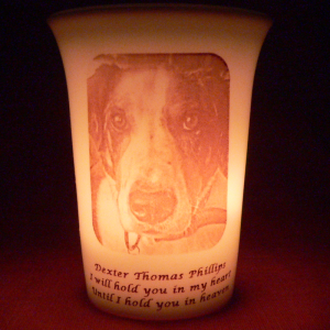 Mourninglights™ for pets custom printed glass memorial candle