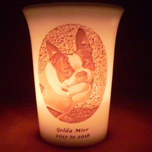 Mourninglights™ for pets custom printed glass memorial candle