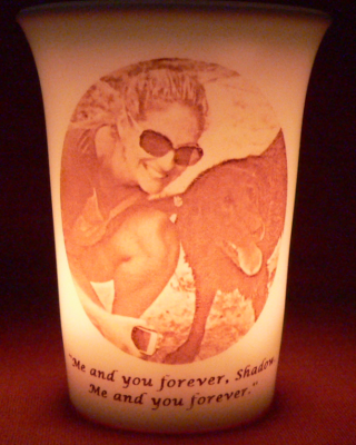 Mourninglight custom printed glass memorial candle